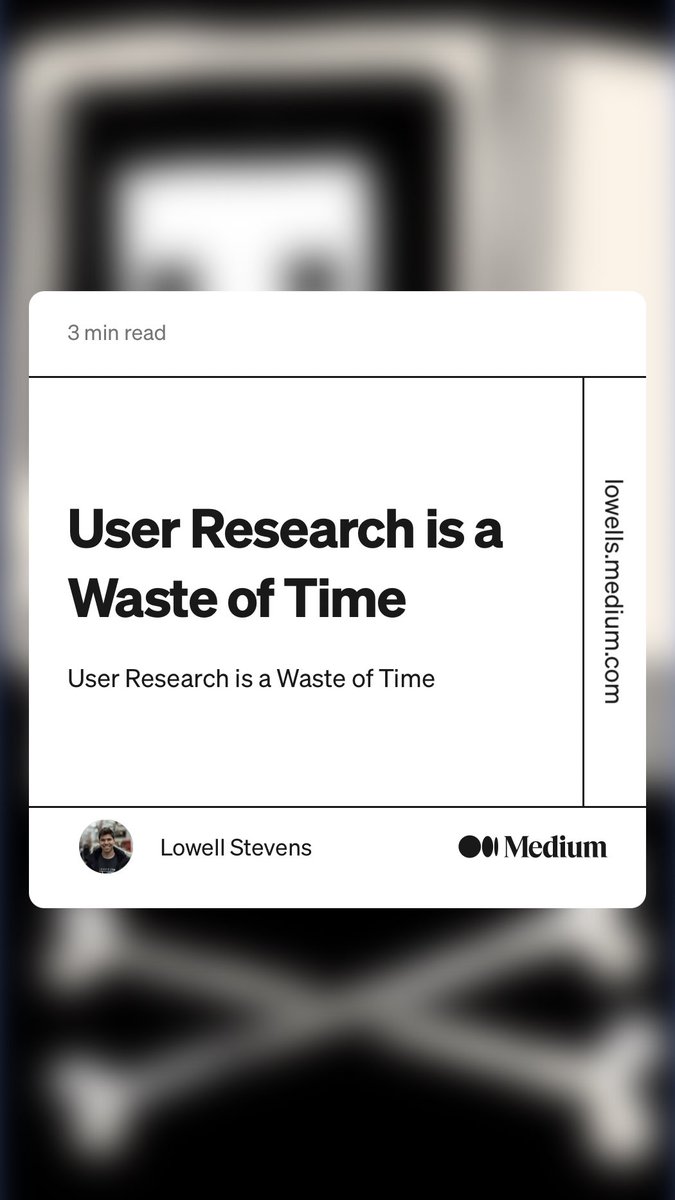 michalmalewicz's tweet photo. Awesome article and something I’ve also been saying for years 👏👏 
“User Research is a Waste of Time” by Lowell Stevens
https://t.co/kOojkzw7g9 https://t.co/1wn3iC0LtD