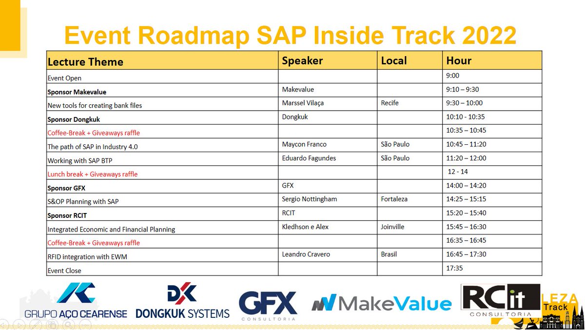 FortalezaSit's tweet photo. Oct 29 we have SAP Inside Track Fortaleza, live at Hotel Luzeiros. Stay within the schedule. https://t.co/GS2UiD8sX5