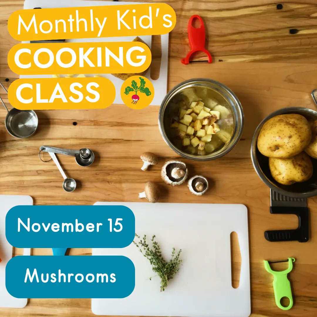 Registration for November's Monthly Kid's Cooking Class is now OPEN! This month's class will feature one of our favourite foods here at Growing Chefs!: mushrooms! 🍄🍄

Head to the link to register today! buff.ly/3dVqHG7