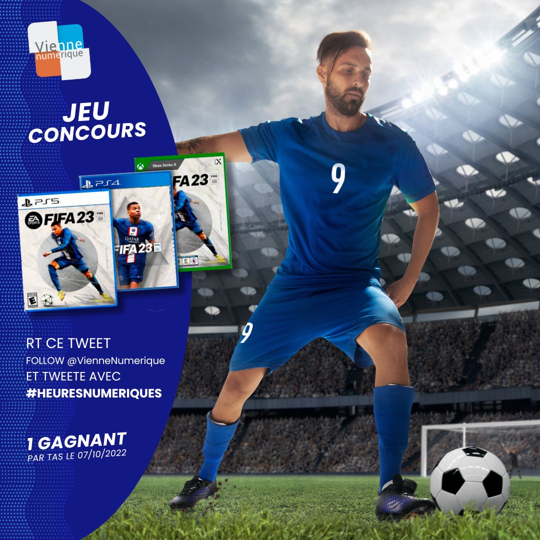GamersAssembly's tweet photo. 🎁 A l'occasion de l'évènement les Heures Numériques et de notre tournoi FIFA, un jeu #FIFA23 est à GAGNER sur la plateforme de ton choix !

Tente ta chance :
🔹 RT + FOLLOW @VienneNumerique
🔹 Tweete avec #HeuresNumeriques

🎮 Pour rejoindre le tournoi : https://t.co/bfloEsD1P9 https://t.co/ftou2zR1C1