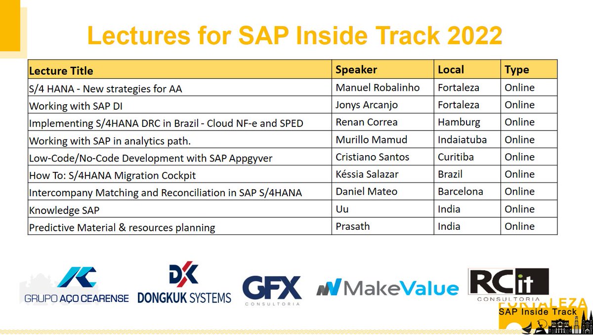 FortalezaSit's tweet photo. On Oct 17, the online lectures of SAP Inside Track Fortaleza begin. Stay on top of the schedule, and follow it on Youtube https://t.co/Lrhy98uDvC https://t.co/xMKj4SYaiE