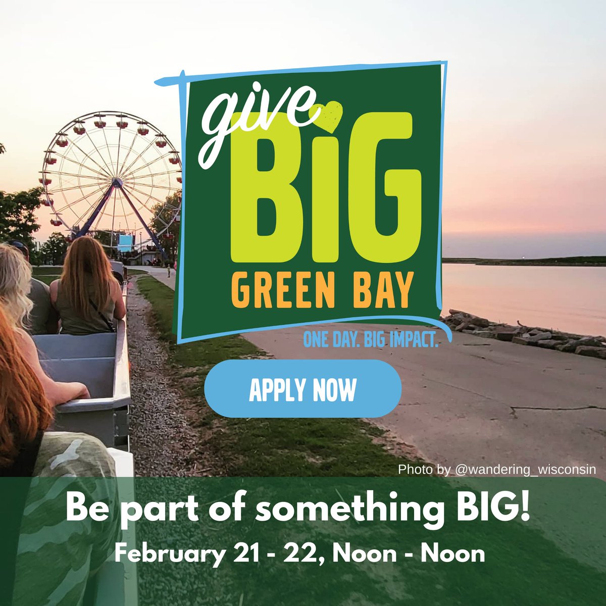 ggbcfoundation's tweet photo. Give BIG Green Bay is back and BIGGER than ever!  February 21 &amp; 22, 2023. 
Applications for participating nonprofits are open now until October 31st.  Visit https://t.co/7Og9SuRO8z for more information.  
#goodgrowshere https://t.co/JG8FkowsX8