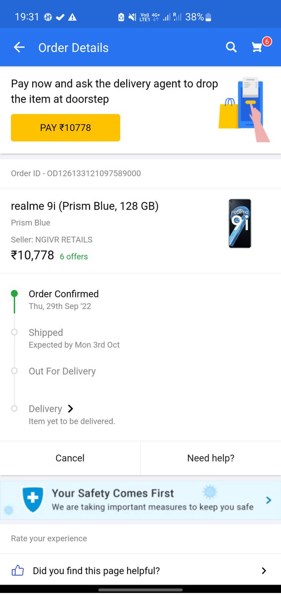 sree1246's tweet photo. There's no update on this order and i hv seem too many negative reviews about this seller
Pls confirm about it. https://t.co/WDiyy1iyrK