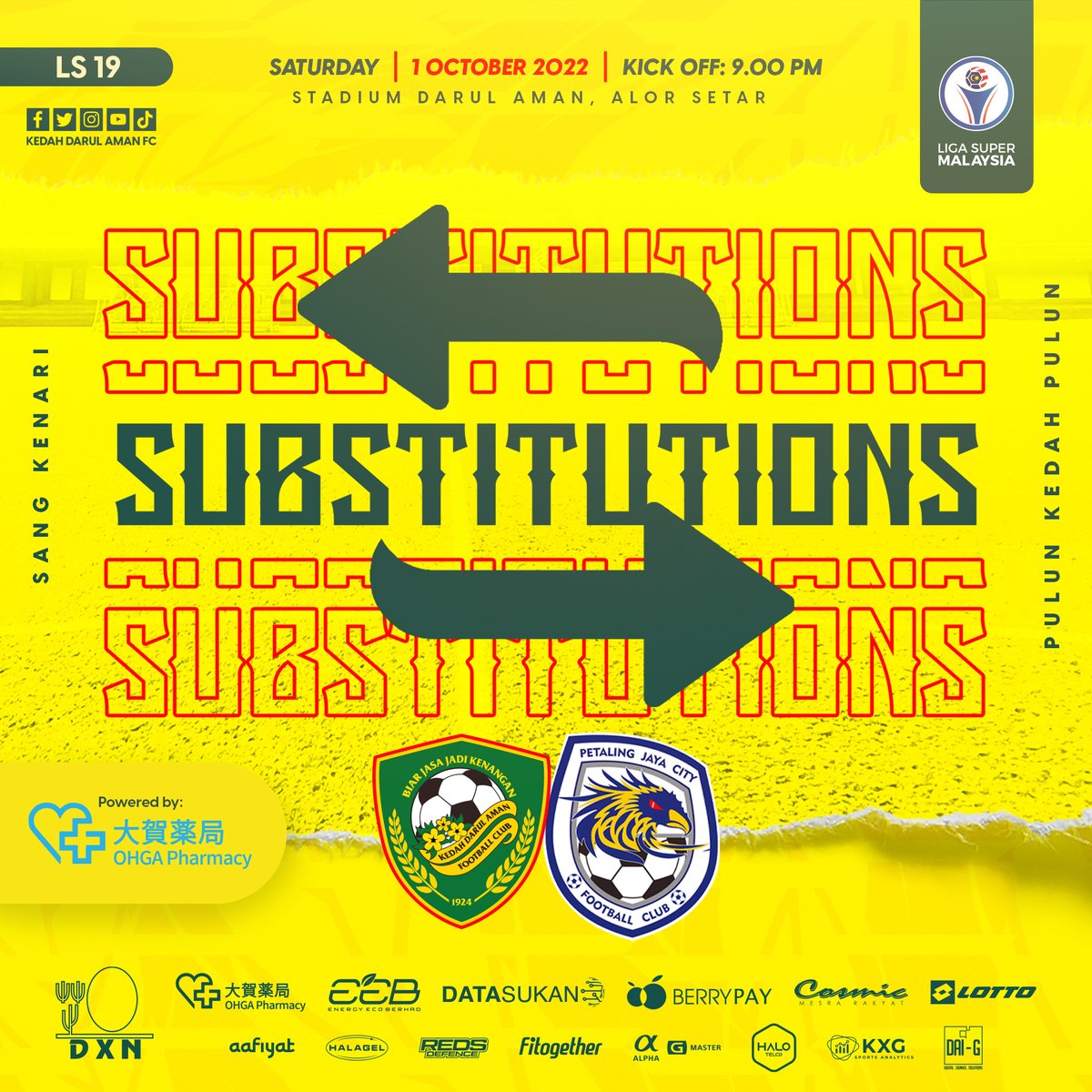 kda_fc's tweet photo. π° SUBS - KDA FC
Minit 46'
Out
β¬
οΈ
Azammuddin Akil
In
β‘οΈ
Fayadh Zulkifli
#KDAFC #PulunKedahPulun #SangKenari #BiarJasaJadiKenangan #2022season #ligasuper2022 #KDAPJC #LS19 https://t.co/YMeqNTlOQM