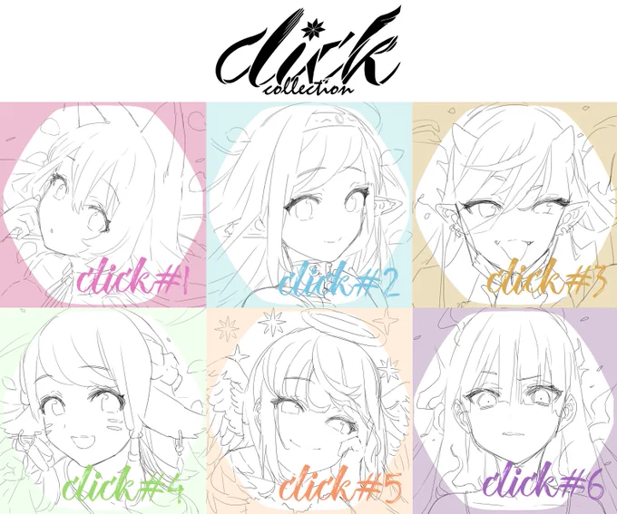 wip📸まず初動のラフ用意しました✨
異世界の様々な種族の女の子を描きたい!
ということで!妖狐、エルフ、鬼神、精霊、天使、ゴーストの6人です～🥳 