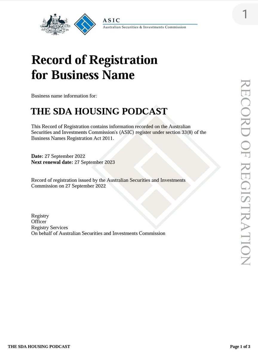 QLD_SDA's tweet image. Just registered our podcast show under business name - THE SDA HOUSING PODCAST - and also a spin off Twitter Account @SDAHousingPoddy