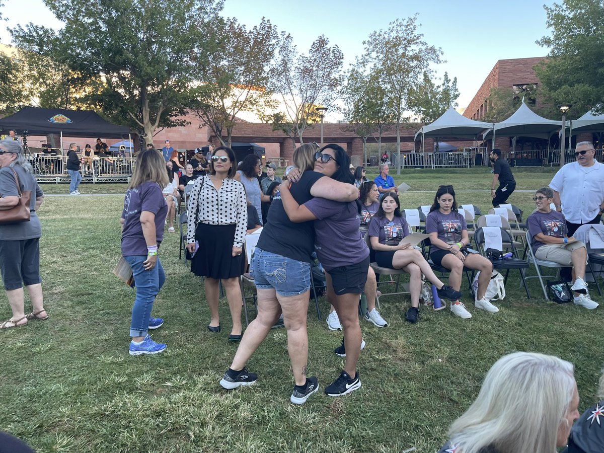 ClarkCountyNV's tweet photo. Remembering #1October - 5 years later.  Family and friends starting to gather for the Sunrise Remembrance. They come every year to honor and pay tribute.

Live coverage of the ceremony at 7:30 here on Twitter.

#Vegas #VegasStrong #VegasStronger https://t.co/e17ZxQBmtE