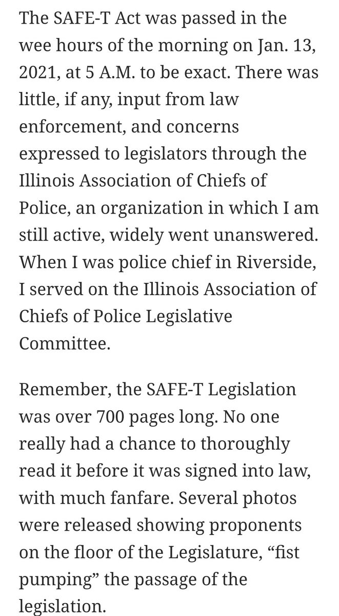 endmoneybond's tweet photo. Oh look, another op-ed published by a major newspaper that's filled with outright lies about the passage of the Pretrial Fairness provisions of the SAFE-T Act.

For the 100th time, this legislation was not "passed in the dark of night without input from law enforcement." https://t.co/T5cYjTVXp9