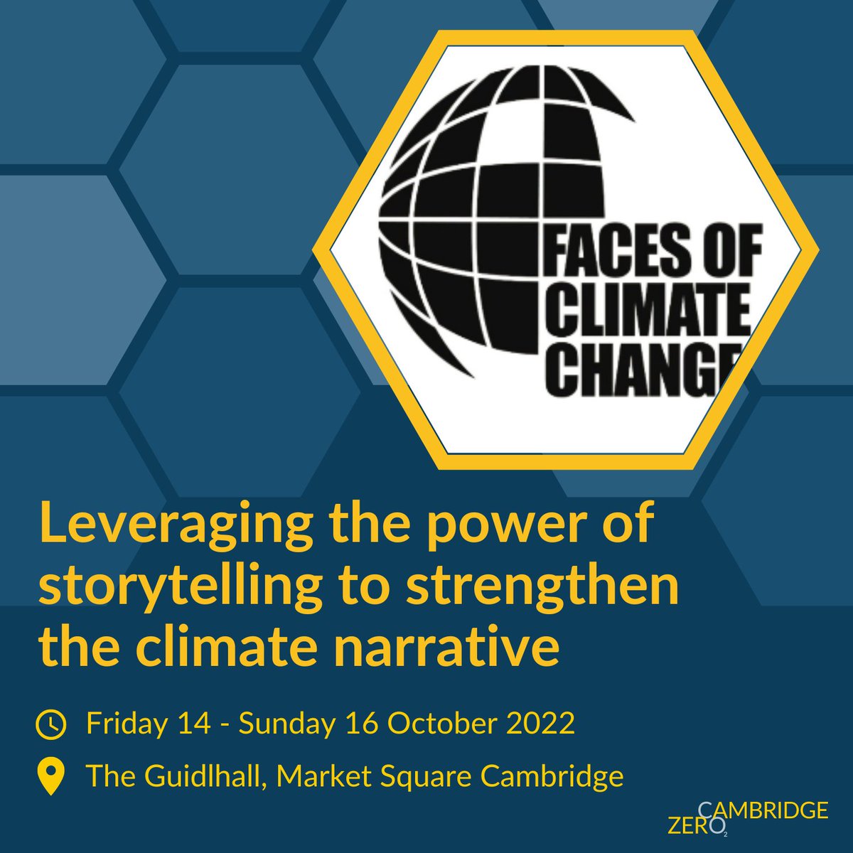 Cambridge Zero (@cambridgezero) on Twitter photo 📢 Visit this FREE photography exhibition aiming to bring to life the people & the stories behind the #ClimateCrisis as part of our #CamFesr2022.
📅 Fri 14/10 12-5pm; Sat 15/10 10-5pm & Sun 16/10 10-2pm: bit.ly/3Cpeq6h
<a href="/FoccContactus/">Faces of Climate Change</a> <a href="/cisl_cambridge/">Cambridge Institute for Sustainability Leadership</a> @ClareShine_CISL 📢 Visit this FREE photography exhibition aiming to bring to life the people & the stories behind the #ClimateCrisis as part of our #CamFesr2022.
📅 Fri 14/10 12-5pm; Sat 15/10 10-5pm & Sun 16/10 10-2pm: bit.ly/3Cpeq6h
<a href="/FoccContactus/">Faces of Climate Change</a> <a href="/cisl_cambridge/">Cambridge Institute for Sustainability Leadership</a> @ClareShine_CISL