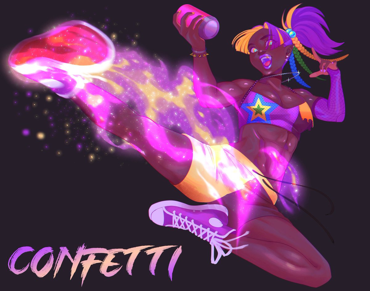 #Blacktober Day 1!! I’d love for you to meet my SF OC! Known for her high energy and glittery attacks!