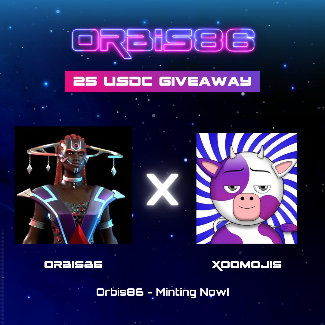 orbis86_x's tweet photo. Hey Everyone ❤️
We are giving away 25 USDC at the @Xoomojis Mint party!!!

To enter the #Giveaway 
1. Follow @orbis86_x  and @Xoomojis 
2. RT+ ❤️ + Tag 3 friends
3. Be in the space! 
Link: https://t.co/iUMKqrU2w0
#MintingNow https://t.co/4iEtPqv3OU