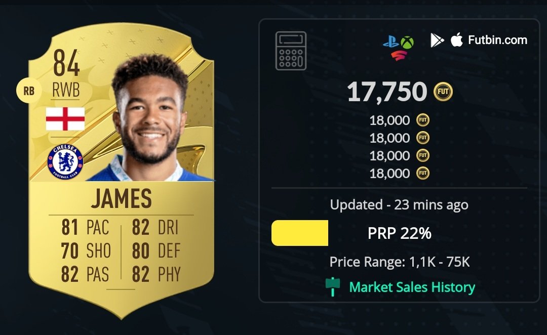 FUT_Turkeyy's tweet photo. Reece James 🤑

Because of the OTW Sterling SBC and the Flashback  Thiago Silva SBC , Reece James will be the best option for starter squads because of his link and his price. That's why  ı think the price of the James will increase.
Max buy : 17.5 k ( bid: 17 k )
#FUT23 #FIFA23 https://t.co/n9nxCmAN5J