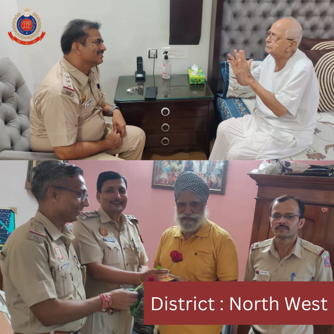 On the occasion of #InternationalDayOfOlderPersons, ACsP, SHOs &amp; all beat staff of the distt. met Senior Citizens.  Under Parvaah initiative, heard their grievances &amp; briefed about 'Safety &amp; Security' tips. Distributed flowers &amp; other basic amenities.
#DelhiPoliceCares