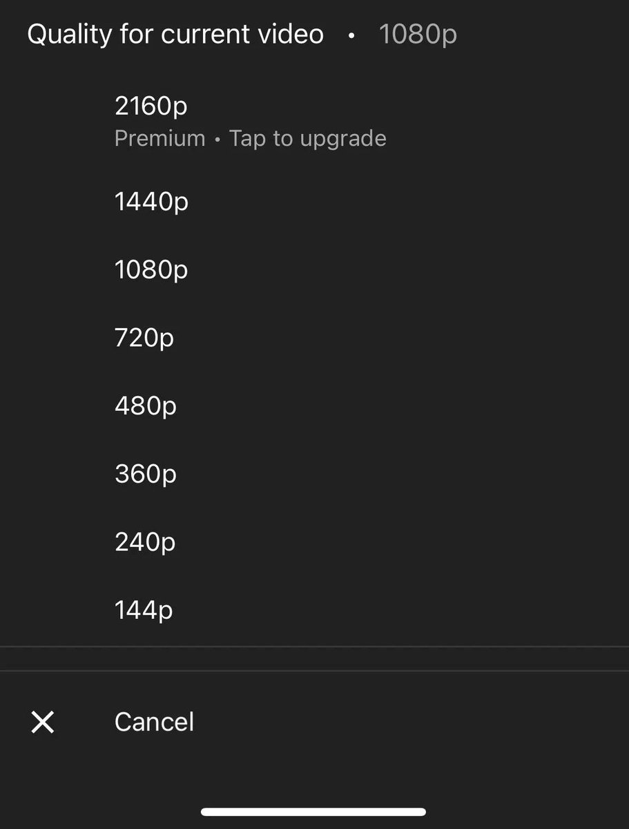 NilsAhrDE's tweet photo. YouTube is testing to make 4K resolution on Videos a YouTube Premium feature https://t.co/Ex2GW2gTko