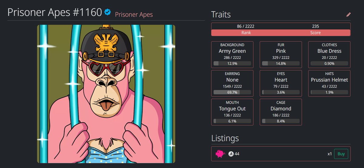 There are 2 cheap but high Rank PAPEs in the Secondary Market. If you want to be a member of the PAPE family, you can evaluate them. #algofam 

Collection Link:nftexplorer.app/collection/pri…