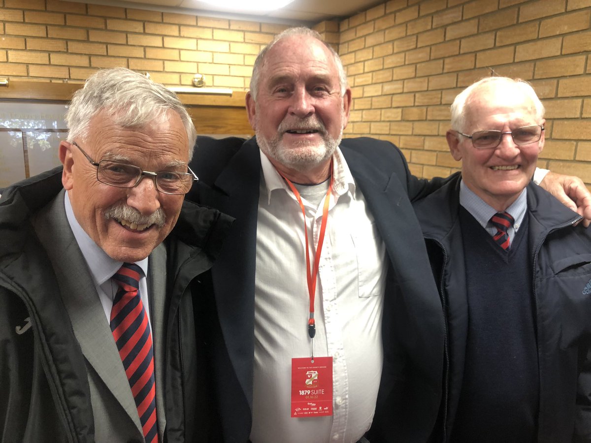 mrchrishull's tweet photo. At Swindon Town today &amp; it was wonderful to connect former Robins’ keeper Roy Jones - who played in the 1970 Anglo-Italian Cup Final win in Naples but now lives in Johannesburg - with teammates &amp; legends Don Rogers &amp; John Trollope who have over 1,000 #STFC apps between them. 🙌⚽️ https://t.co/gw44yxcNCv
