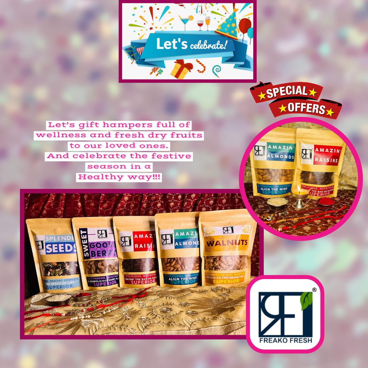 freako_fresh's tweet photo. This Festive season, give your loved ones a nutritious wish with the Freako Fresh gift hampers of dry fruits and makes your festival and life healthy.
Celebrate this festive season in a healthy way!! #diwali #FestiveSeason #dryfruits #freakofresh #gifts #giftideas #giftboxes https://t.co/Q9fZnTdB6O