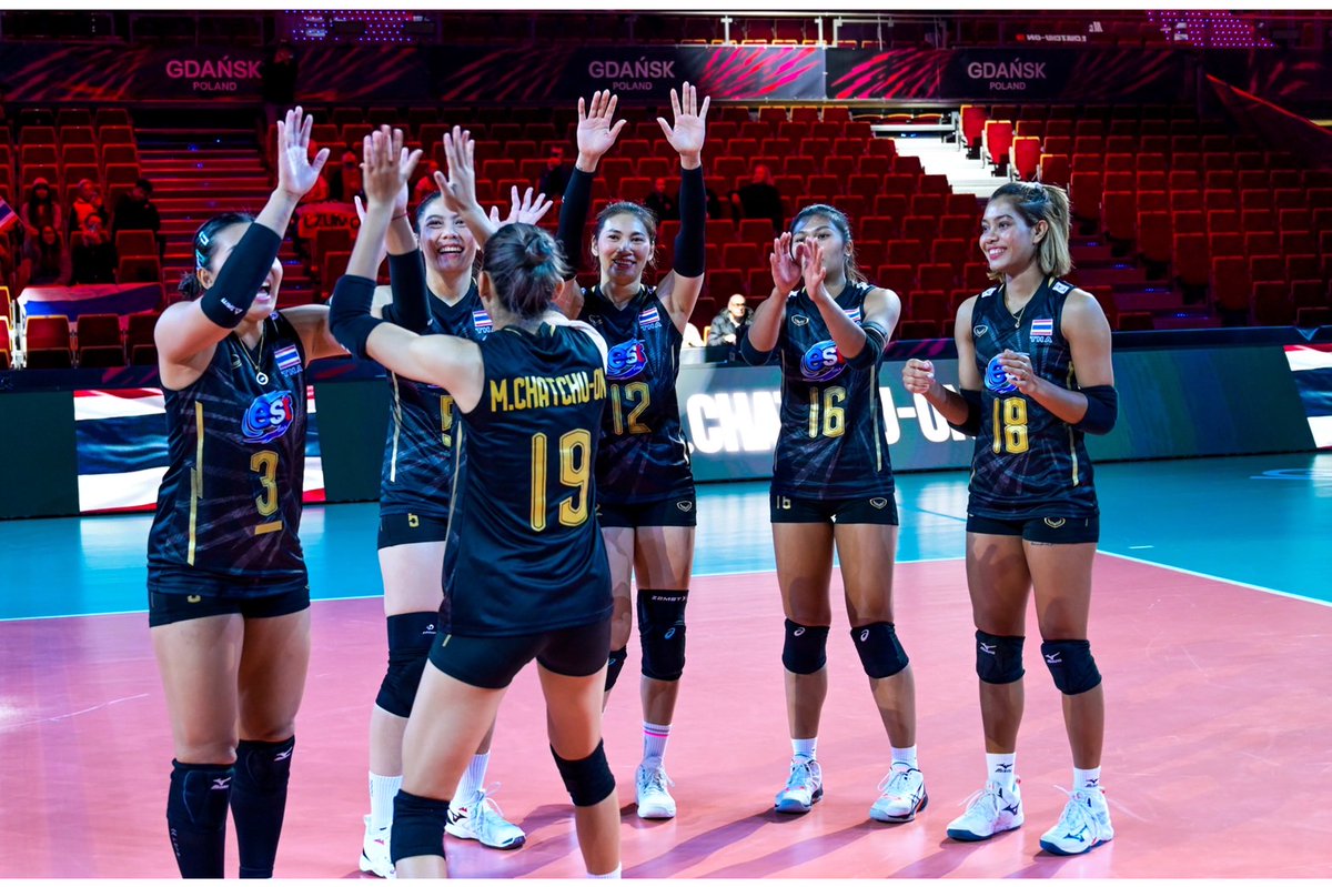 TNAMCOT's tweet photo. วอลเลย์บอลสาวทีมชาติไทยโชว์ฟอร์มเยี่ยม ตบเอาชนะโดมินิกัน 3-2 เซต ศึกวอลเลย์บอลหญิงชิงแชมป์โลก https://t.co/i1ProAN8nW