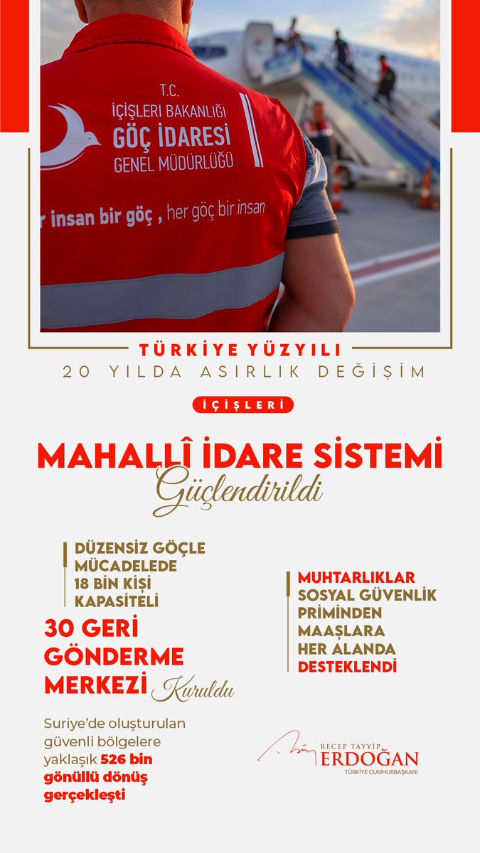 Türkiye’ye bugüne kadar kazandırdığımız eser ve hizmetlerin üzerine Türkiye Yüzyılı inşa etmeye söz veriyoruz. 🇹🇷

20 Yılda Asırlık Değişim | İçişleri
