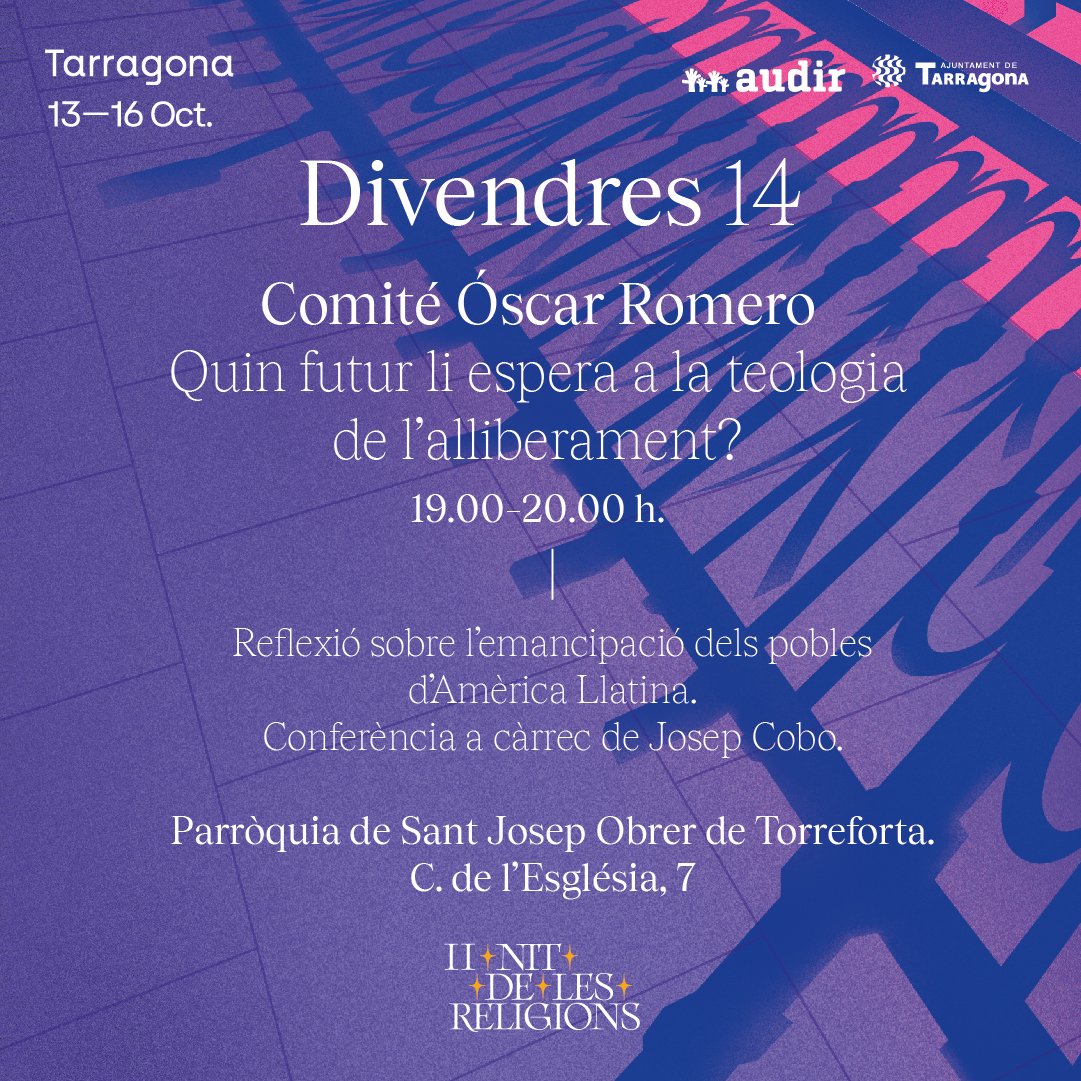 nitdereligions's tweet photo. • Comité Óscar Romero
📆 14 d'octubre de 2022
#lanitdelesreligions #tgn #audir #nitreligions #tarragona #ajuntamentdetarragona #iilanitdelesreligions https://t.co/ocDuVdowlb