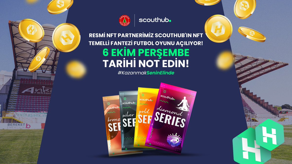 Umraniyespor's tweet photo. 6 Ekim’de resmi NFT partnerimiz @scouthub_io’nun NFT temelli Fantezi Futbol oyunu başlıyor! Oyuncularımızın lisanslı NFT kartlarıyla taraftarlarımız https://t.co/cal2HI0CM1’ya kayıt olarak yepyeni bir fantezi futbol deneyimi yaşayacak. https://t.co/uKH0D8GnaS