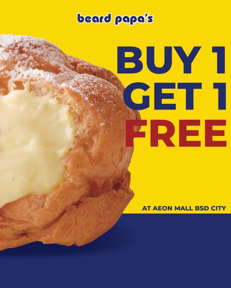 beardpapasid's tweet photo. REOPENING SOON IN TWO DAYS!
• 3 October 2022 at AEON BSD CITY
Enjoy Our Special Promo BUY 1 GET 1 FREE for the first 100 customer with selected payment only*
Proudly Present:
Beard Papa’s Mascot all the way from Japan, Monday 3 October 2022 at AEON BSD CITY.
See you there! ☺️ https://t.co/uSrR6uPBHC