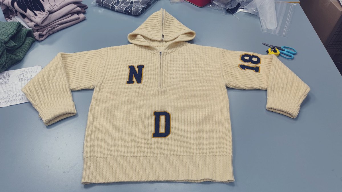 __frvnk_'s tweet photo. ND NATION, since there is no Irish Football on this weekend,allow me to give you some excitement. This is a sneak peek of the Classic ND Varsity sweater made by DON!! Pre-Sale coming soon.100% wool.Made in USA!Vintage SS22 Tees still available@ https://t.co/DJQ4ihz8Ni #GoIrish 🍀 https://t.co/Yfdzw0cbHU