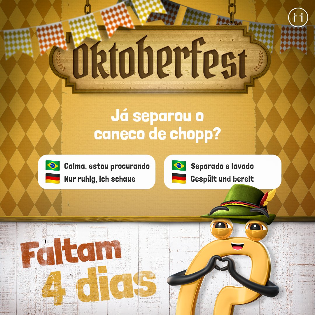 unifiqueoficial's tweet photo. Faltam 4 dias para a Oktoberfest!
E você já separou o seu caneco de chopp? 🍻
Falta poucoooo! 🤩
.
.
.
#Unifique #Oktober #Oktoberfest #Blumenau #SantaCatarina #Alemã #OktoberfestBlumenau #Chopp #Caneco 4DiasOktober https://t.co/3Dd8JqcAIz