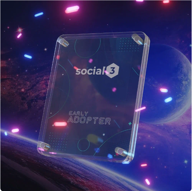 I got an airdrop of @Social3Club Early Adopter NFT. And it looks so amazing!!
Thank you <a href="/sneha_bb/">Sneha (🛠️, 🌈 )</a> for introducing Social3 platform, and waiting to explore more!