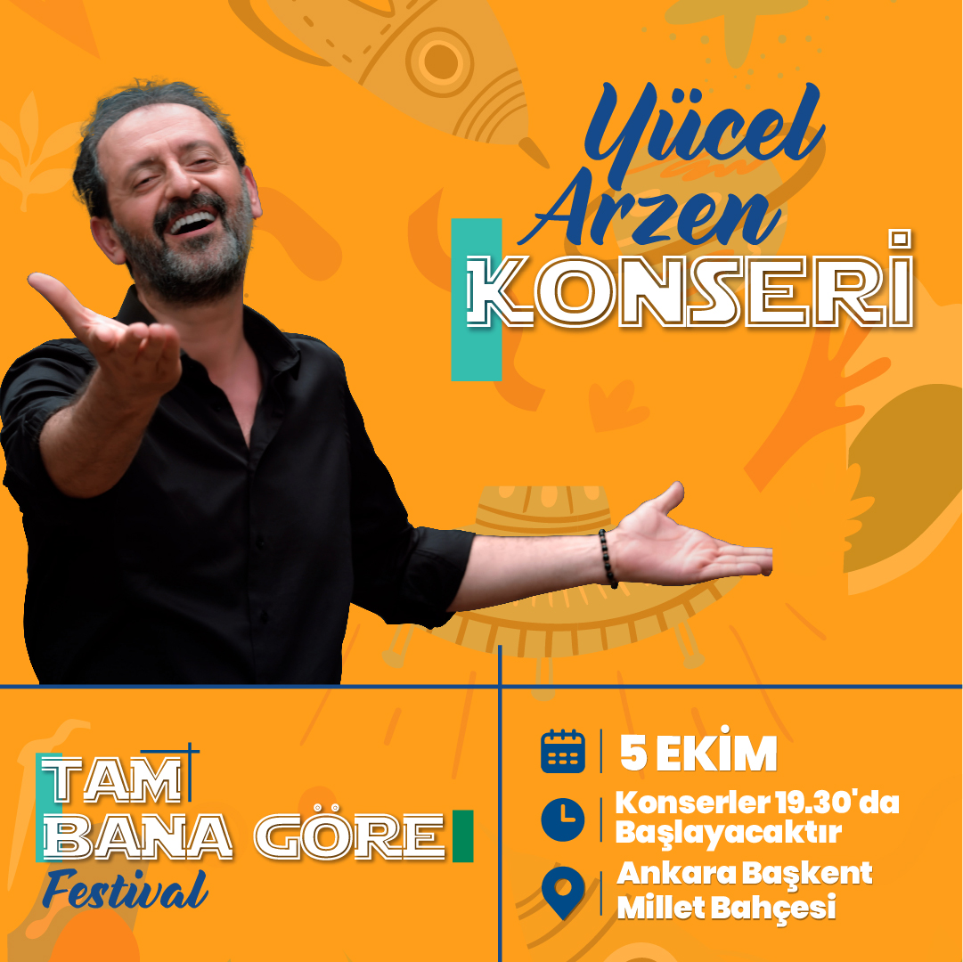 🎙️Tam Bana Göre Festival açılış konseri Yücel Arzen’le başlıyor!  
Takipte kalın!🧡

🕐13.00
📍Ankara Başkent Millet Bahçesi

#tbgfestival #tambanagöre
