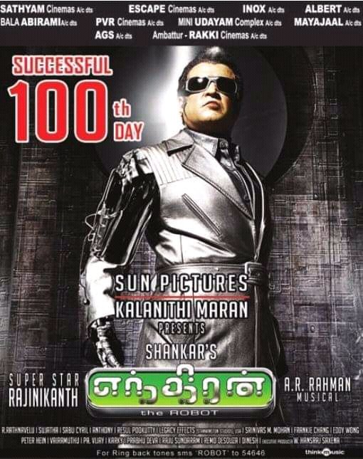 Bhushanadhau1's tweet photo. It's Been #12YearsOfEnthiran #Robot Today 🔥😍 One Of Best Sci-fi Movie Ever Made 👏
1st 300cr Tamil movie
1st 100Cr Movie in TN
1st 10Cr In Chennai City
2 National Film Awards
3 Filmfare Awards
7 Vijay Awards
2 Screen Awards
@rajinikanth #AishwaryaRai @shankarshanmugh https://t.co/EOVRfBlCLF
