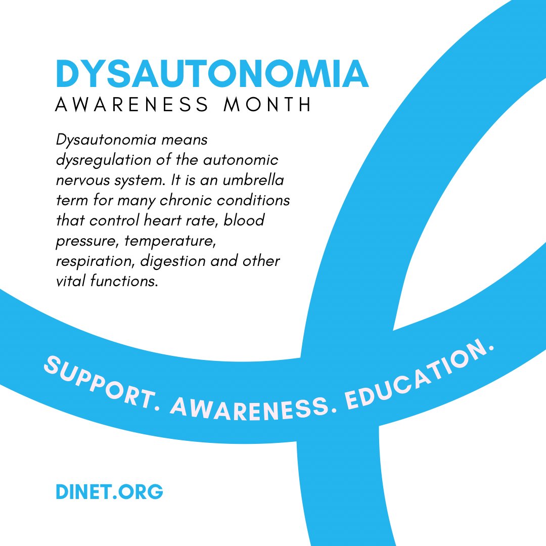 DINETorg's tweet photo. October is our favorite month, Dysautonomia Awareness Month!💙 The chronic illness community continues to inspire us with news ways to carry on our mission of support, education, and awareness.
#dinet #dysautonomia #chronicillness #chronic #POTS #EDS #cfs #spoonie #longcovid https://t.co/aT8TYMAegU