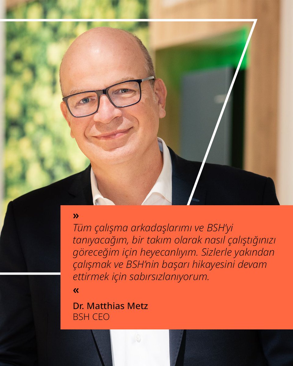 BSHTurkiye's tweet photo. Yeni BSH CEO’muz Dr. Matthias Metz bugün resmi olarak BSH ailemize katıldı! 🎉 Dr.Metz, yılların deneyimi, teknoloji ve inovasyon odaklı bakış açısıyla BSH’ye liderlik edecek.
#TeamBSH #BSH #BSHTürkiye #BSHKariyer https://t.co/L0Vg36qHyN
