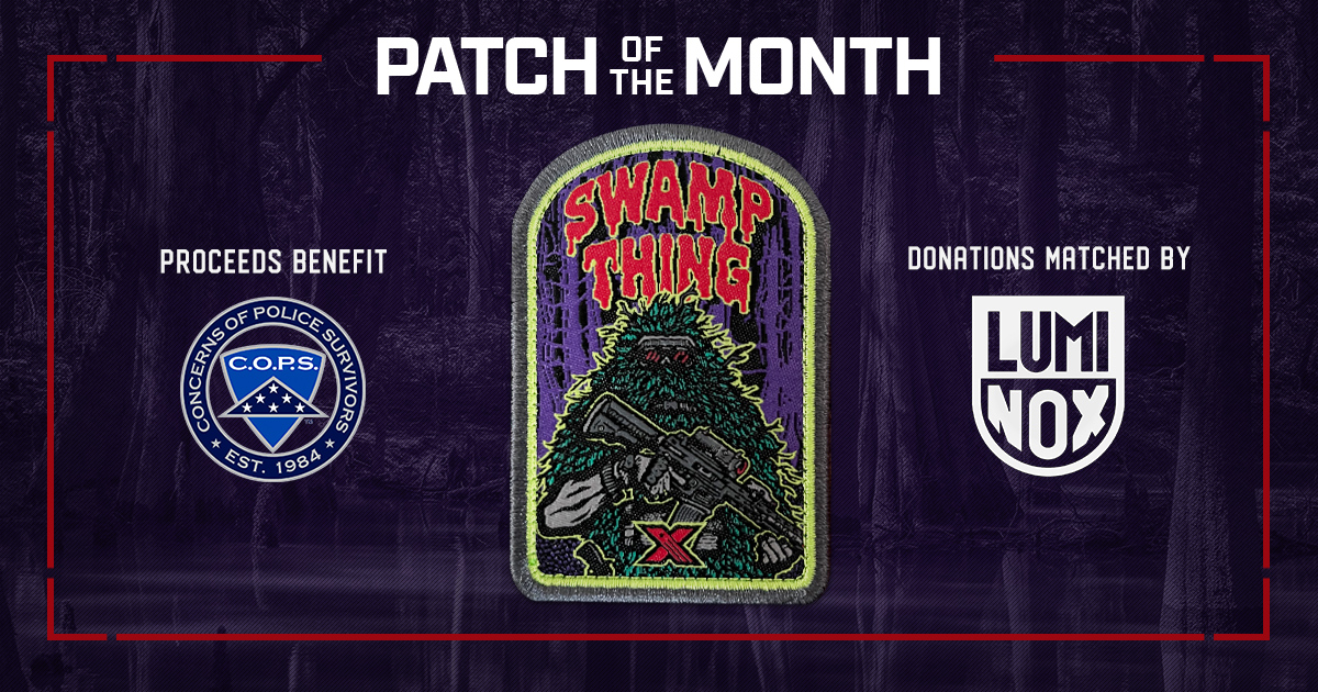 ShopGOVX's tweet photo. The new #PatchoftheMonth celebrates the the warriors you’ll never see coming. Proceeds support @nationalcops, dedicated to law enforcement families nationwide. #GovXGivesBack donations matched by @luminoxusa. https://t.co/fRf261v6YV https://t.co/isuJ0L5bH9
