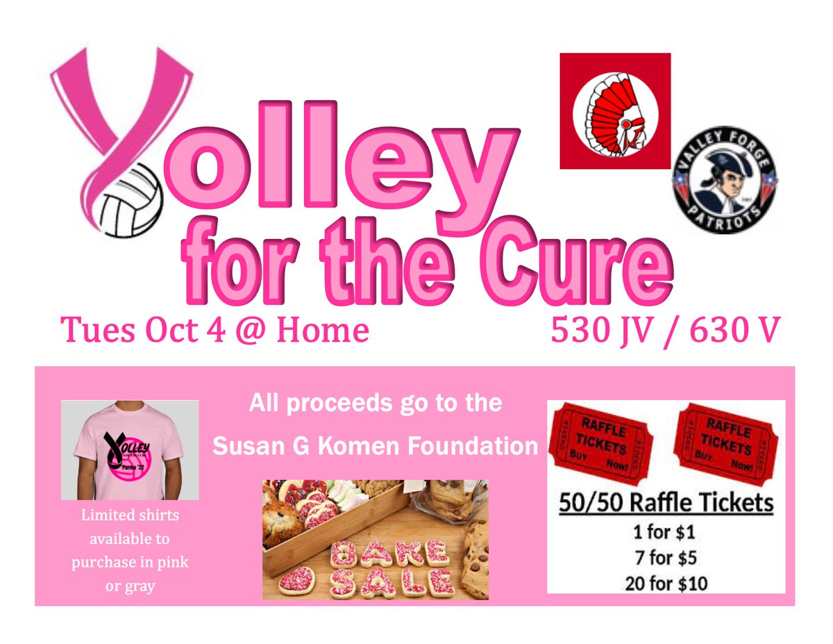 VbPsh's tweet photo. Come support the Lady Redmen during our Volley for the Cure match against our rival Valley Forge on Tuesday! https://t.co/lSi1JI5fWW