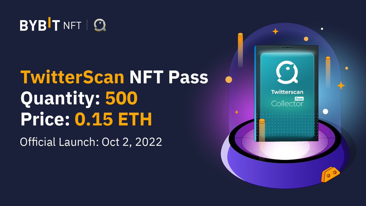 🥳 We are thrilled to announce the launch of the trendy NFT project, <a href="/MetascanPro/">MetaScan</a> NFT Pass on Bybit’s NFT marketplace 

⏰ Oct 2, 3AM UTC 

🥰 500 pieces limited at 0.15 #ETH each 

😉 Set up reminder and purchase with your Bybit spot account: bybit.com/en-US/nft/deta…