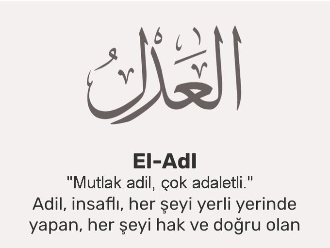 El-Adl #esmaülhüsna Allah’ım Gönlümüzde olanı hakkımızda hayırlı eyle, hakkımızda hayırlı olana gönlümüzü razı eyle! Hayırlı cumalar.