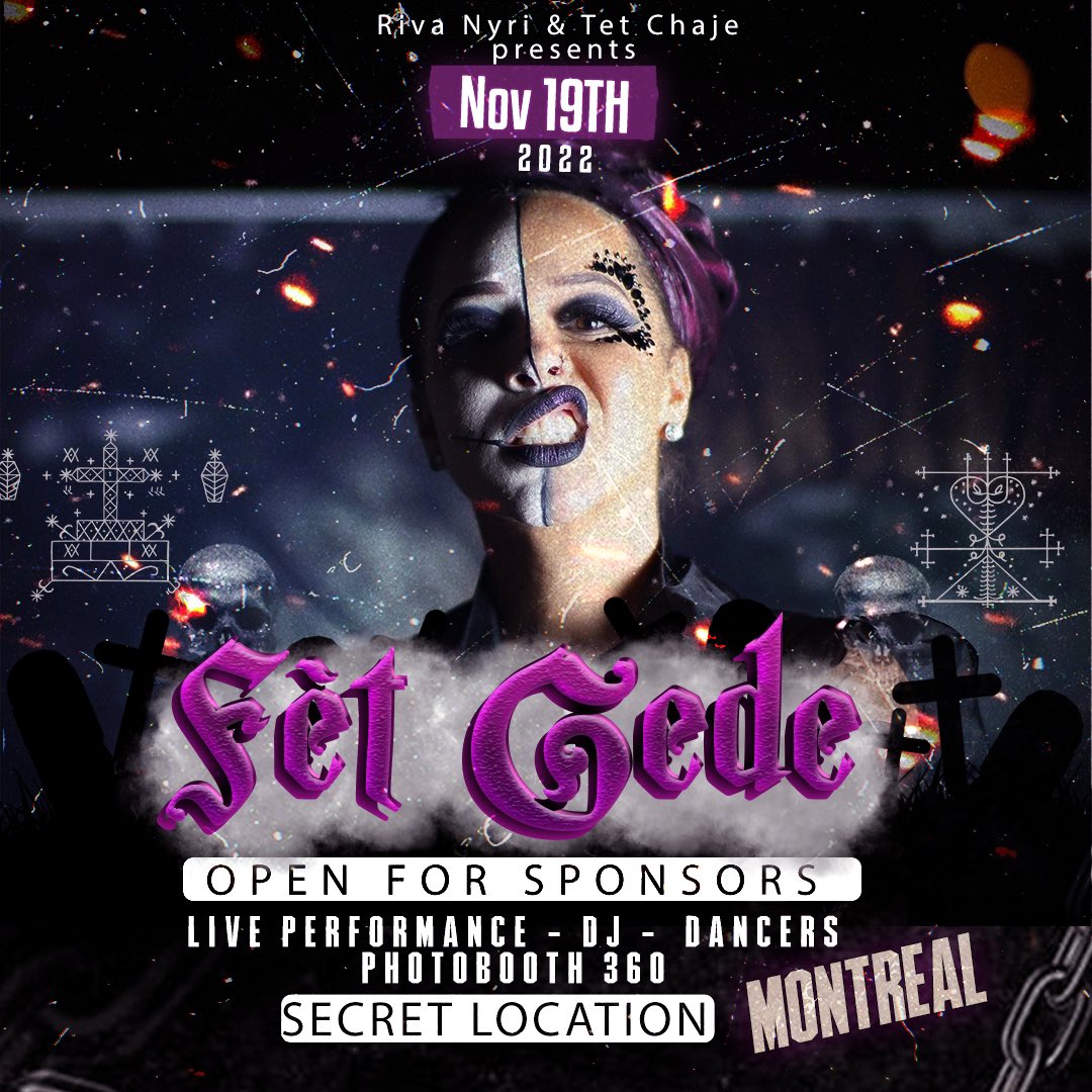 DjNalee's tweet photo. Get your ticket and come live the GEDE EXPERIENCE IN MONTREAL 
#montreal #voodoo #gede #formyculture

Ticket here https://t.co/8nGOovVwIa https://t.co/2uQnW4rqKL