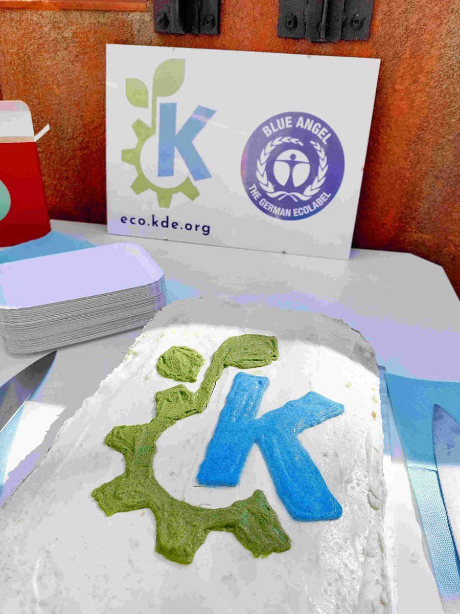 kdecommunity's tweet photo. Today #KDE celebrated #Okular receiving #BlueAngel #ecolabel at #Akademy2022 ... with an incredible sugar-free cake!
#KDEco #BlauerEngel #FOSS #BE4FOSS #FEEP #BMUV #GermanEnvAgency #Sustainability #Environment @GermanEnvAgency @BMUV https://t.co/I8S3FIL1Nv