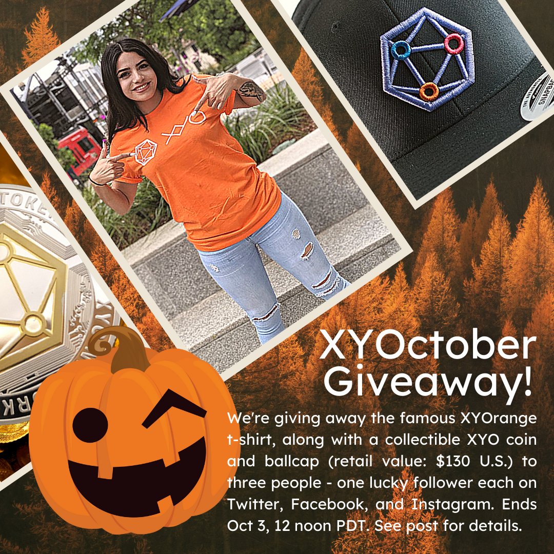 To enter:

- Like &amp; Retweet!
- Follow @officialxyo.
- Reply with your favorite thing about October! 🎃

The winner will be drawn randomly. Open to legal adults worldwide, must be able to receive parcels from the U.S. No prize substitutions. One win per person across platforms.
