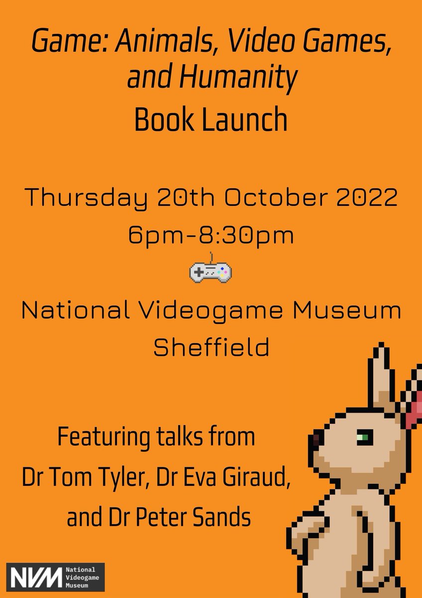 A date for your diaries! Thursday 20th October @nvmuk, Tom Tyler will be joined by @evahaifa_ and @petersands1 to launch his new book, 'Game: Animals, Video Games, and Humanity' Come along for a fantastic discussion and the chance to play some games!