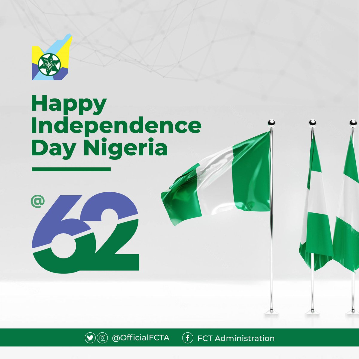 I consider it a great honour indeed, on behalf of the FCT Administration to felicitate with all residents of the Federal Capital Territory on the celebration of the 62nd independence anniversary of our great country, Nigeria. Happy Independence Day 🇳🇬