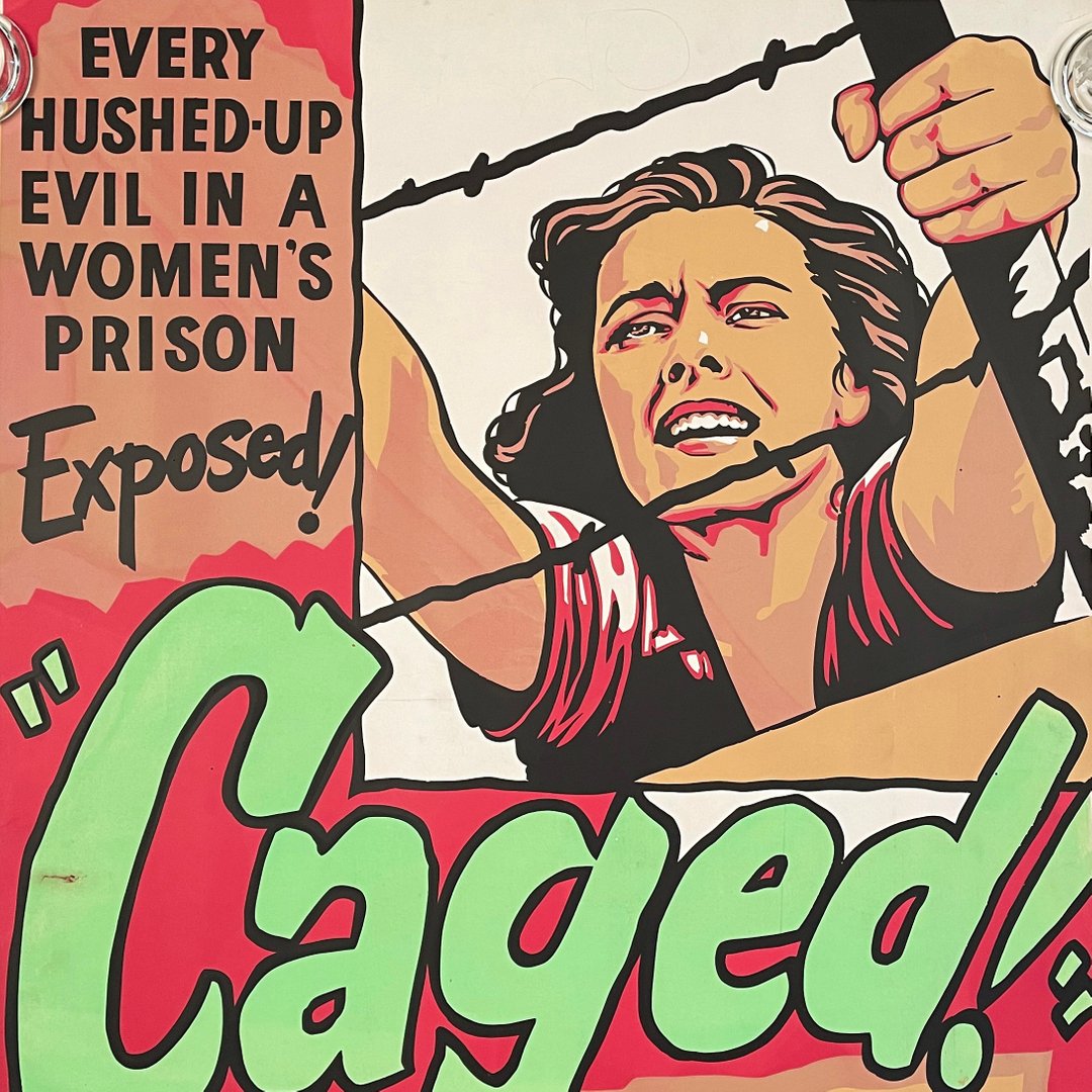 Oldimprints's tweet photo. Poster for the 1950 Warner Brothers film "Caged" starring Eleanor Parker. Set in a women's prison and directed by John Cromwell, the film received three Academy Award nominations. The poster was the product of Western Poster Company, San Francisco. https://t.co/ToCvCqNu7U