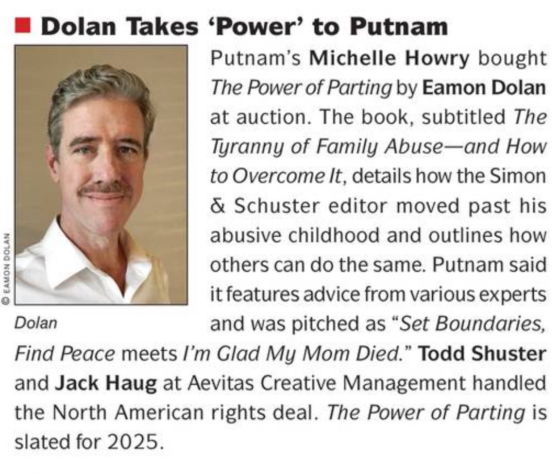 eamondolan's tweet photo. I’ll (try to) shut up about #thepowerofparting for a while after this post. But, now that the deal is a matter of public record, I wanted to share this tidbit from the latest @publisherswkly which offers a more detailed description of my book than I could offer on social before https://t.co/s7kw3cg80Q