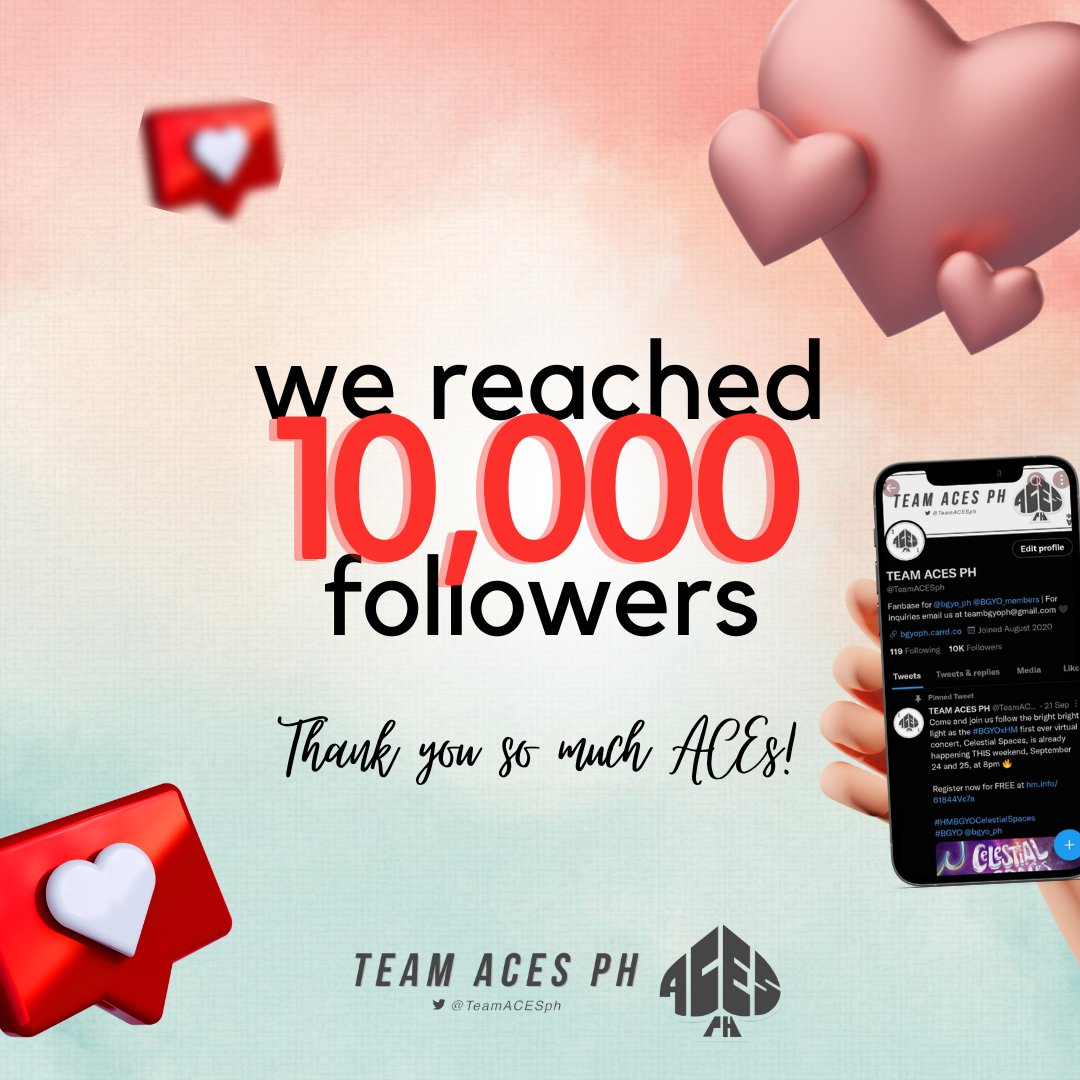 TeamACESph's tweet photo. The road we're taking is rough but it is and will always be worth it.

Here's to countless Twitter parties, more performances to hype and enjoy, and to thousands of memories to share together. 

Always in all ways, ACEs! 🫶🏽

Happy 10k followers, everyone! 🤍
#BGYO @bgyo_ph https://t.co/76GGG9YwRX