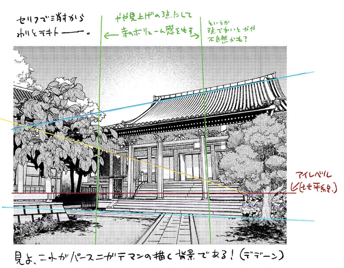 パースとか透視図法とかんなもんは雰囲気で覚えてるの図。ぱっと見問題なけりゃいいんだよ(よくない) 