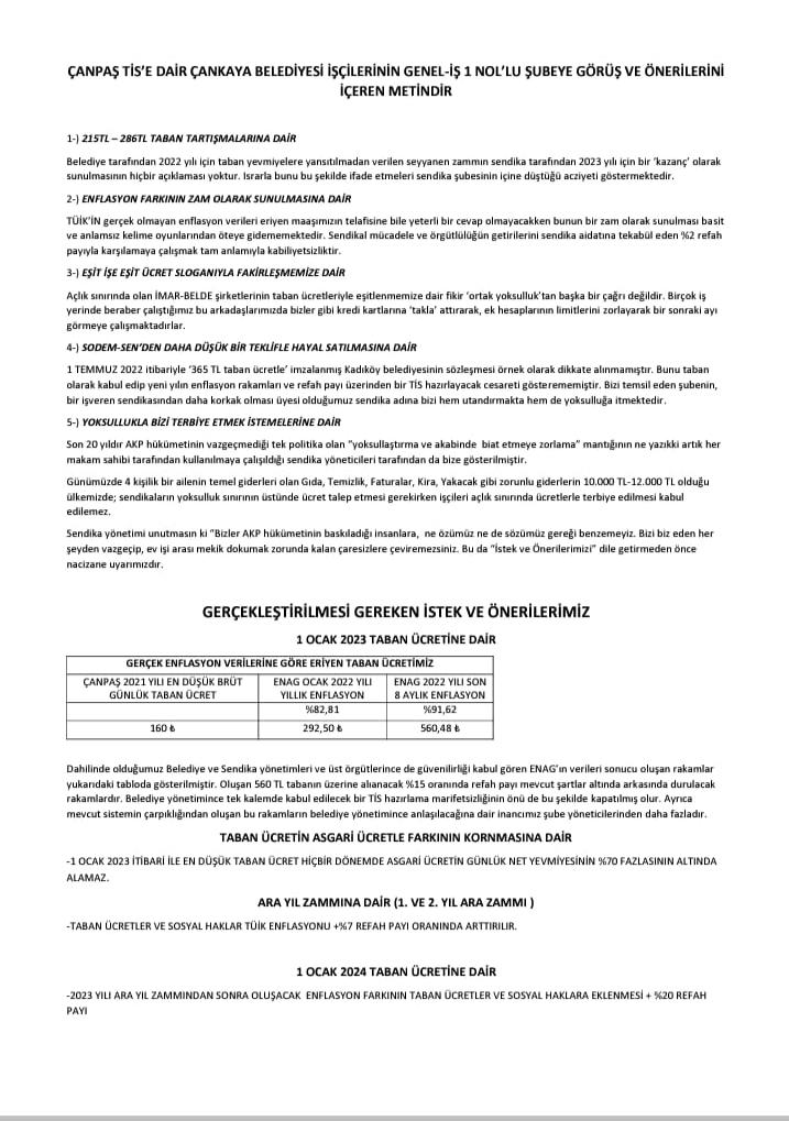 Çankaya Belediyesi Çanpaş Emekçilerine açlık ve sefaleti dayatan Sodem-sen'in taslağı kabul edilemez. İşçilerin talepleri haklı ve meşrudur. 

Yalan söylemeyi bırakın, taleplerimizi yerine getirin!

İşçi düşmanı #sodemsenkapatılsın. 

İşçilerin talepleri kabul edilsin.