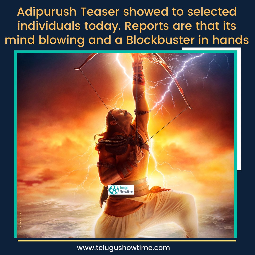 TeluguShowTime's tweet photo. #Adipurush Teaser 🔥🔥🔥 https://t.co/V11nkcgLt8
