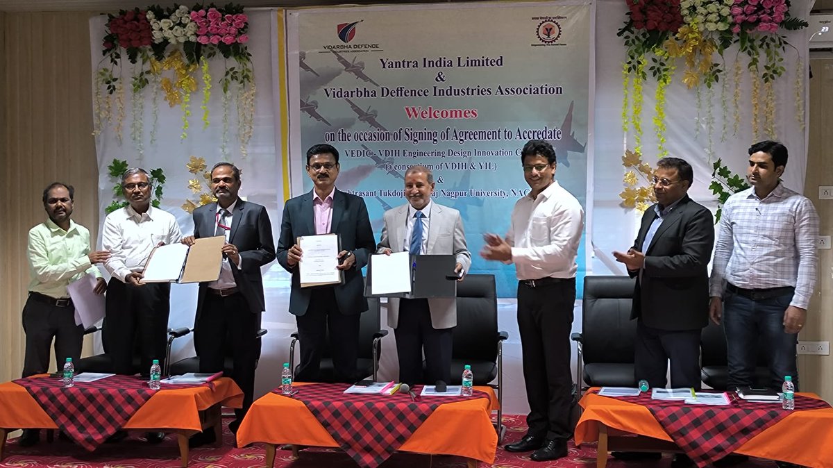 Signing of MoU with RTN Nagpur University today by YIL and VDIA for imparting quality training to enhance skill, reskilling, the students of ITI, POLYTECHNIC, ENGINEERING and other stream too.