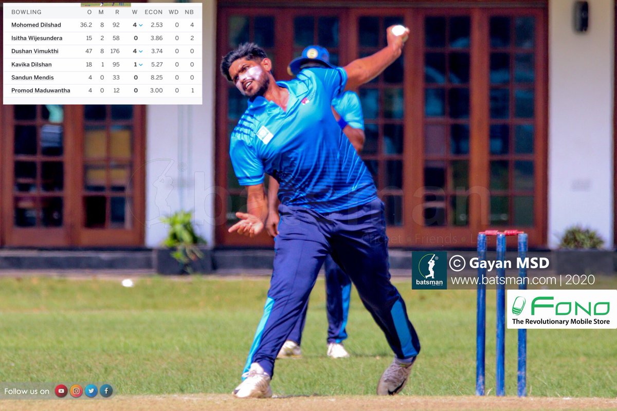 Sri Lanka ‘A’ and Saracens Left Arm fast bowler Mohamed Dilshad <a href="/58Dilshad/">Mohamed Dilshad</a> bowling figures against strong <a href="/NondescriptsCC/">𝗡𝗼𝗻𝗱𝗲𝘀𝗰𝗿𝗶𝗽𝘁𝘀 𝗖𝗿𝗶𝗰𝗸𝗲𝘁 𝗖𝗹𝘂𝗯</a> (NCC)’s batting in their <a href="/OfficialSLC/">Sri Lanka Cricket 🇱🇰</a> 3 day domestic tournament 
36.2 overs , 08 maidens , 4 for 92 ECON 2.53